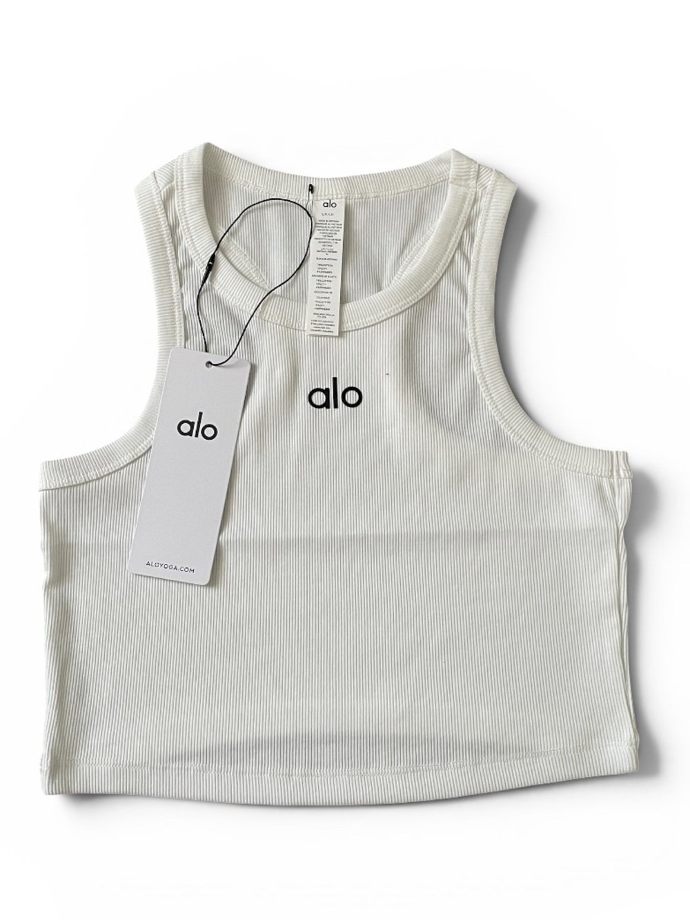 ALO Yoga White Ribbed Cropped Tank